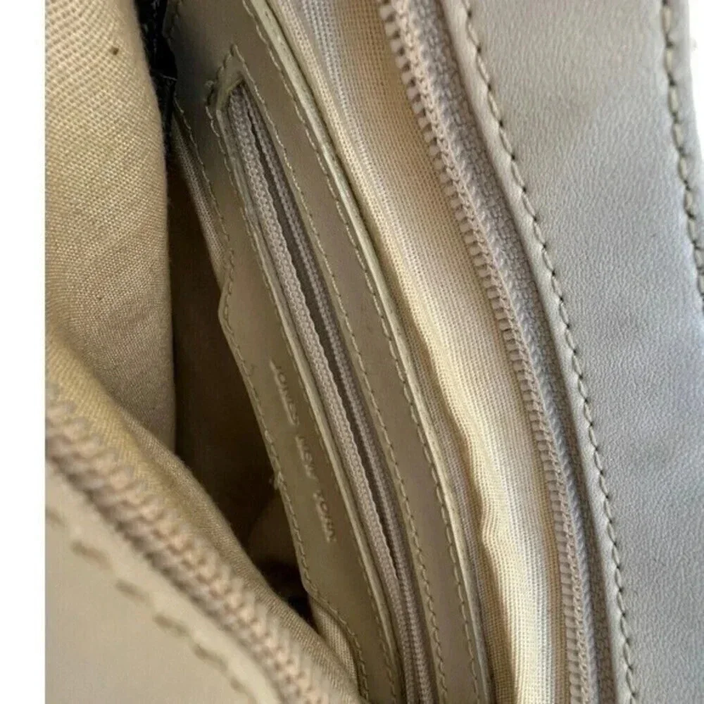 Jones New York Vintage Leather Shoulder Bag Slim Purse Bone​​​‎